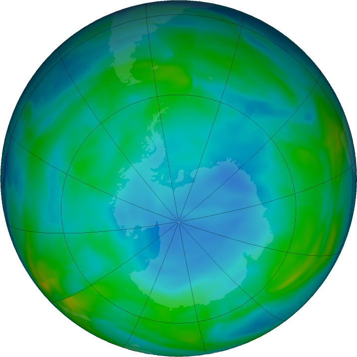 Antarctic ozone map for 10 June 2017
